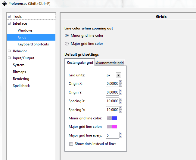 Create a grid for the Inkscape document by going to View > Page Grid