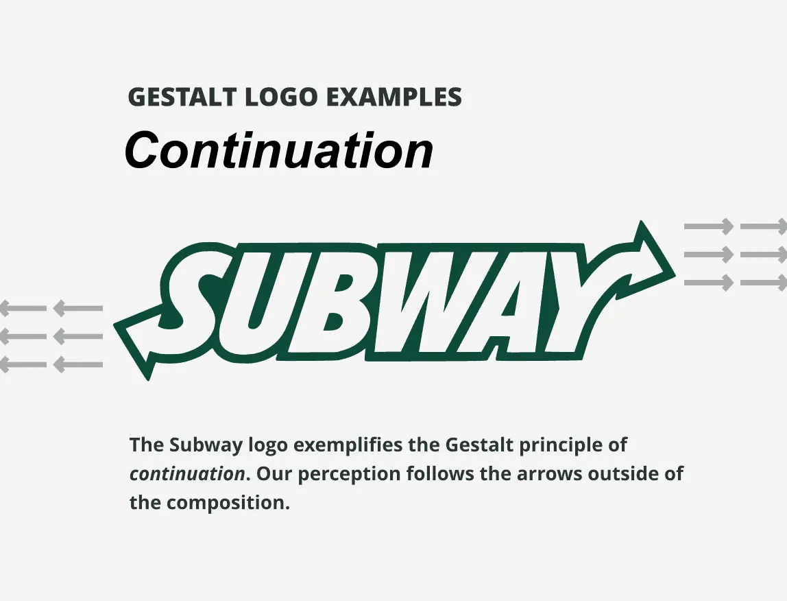 Subway's logo is an example of the Gestalt principle of continuation