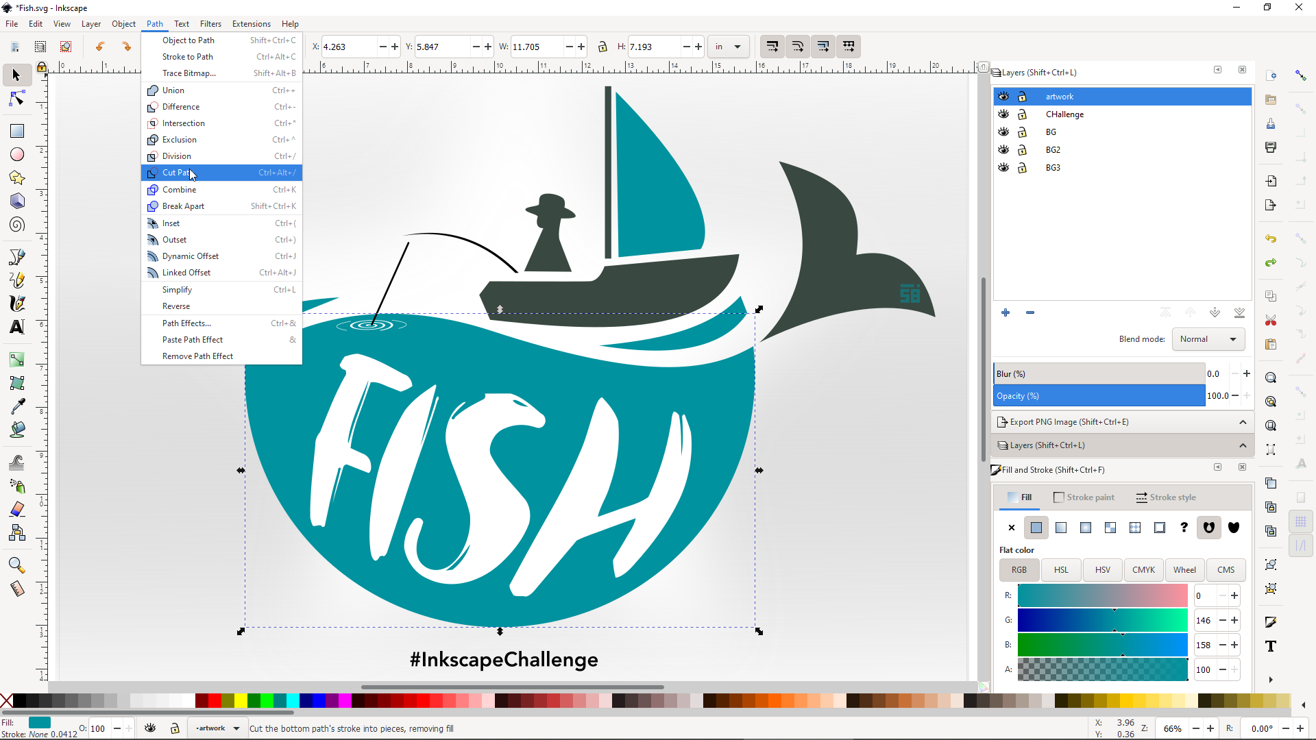 Picture showing Inkscape's interface, a vector-based free design program. 